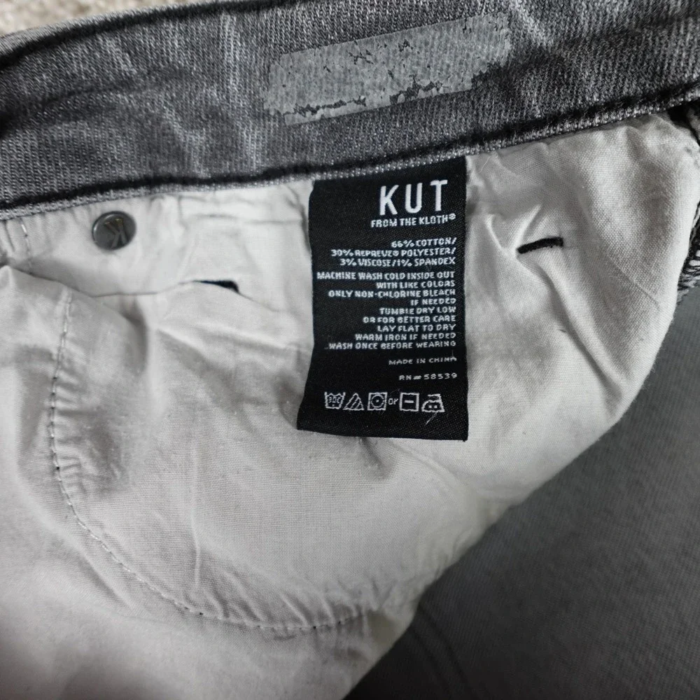 Kut from the Kloth Grey Distressed Skinny Jeans Frayed Hem Size‎ 12 KP1205MD9 - Picture 4 of 10